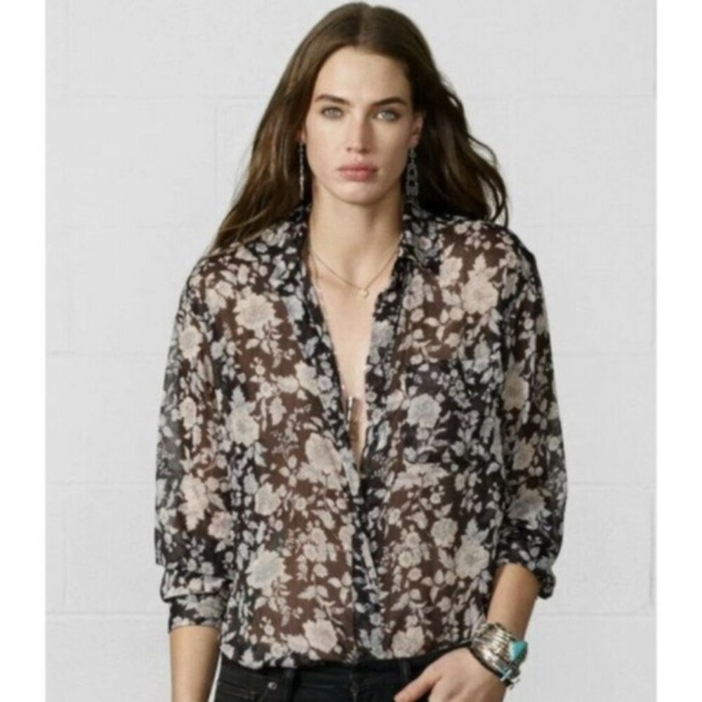 Ralph Lauren denim & supply sheer floral blouse